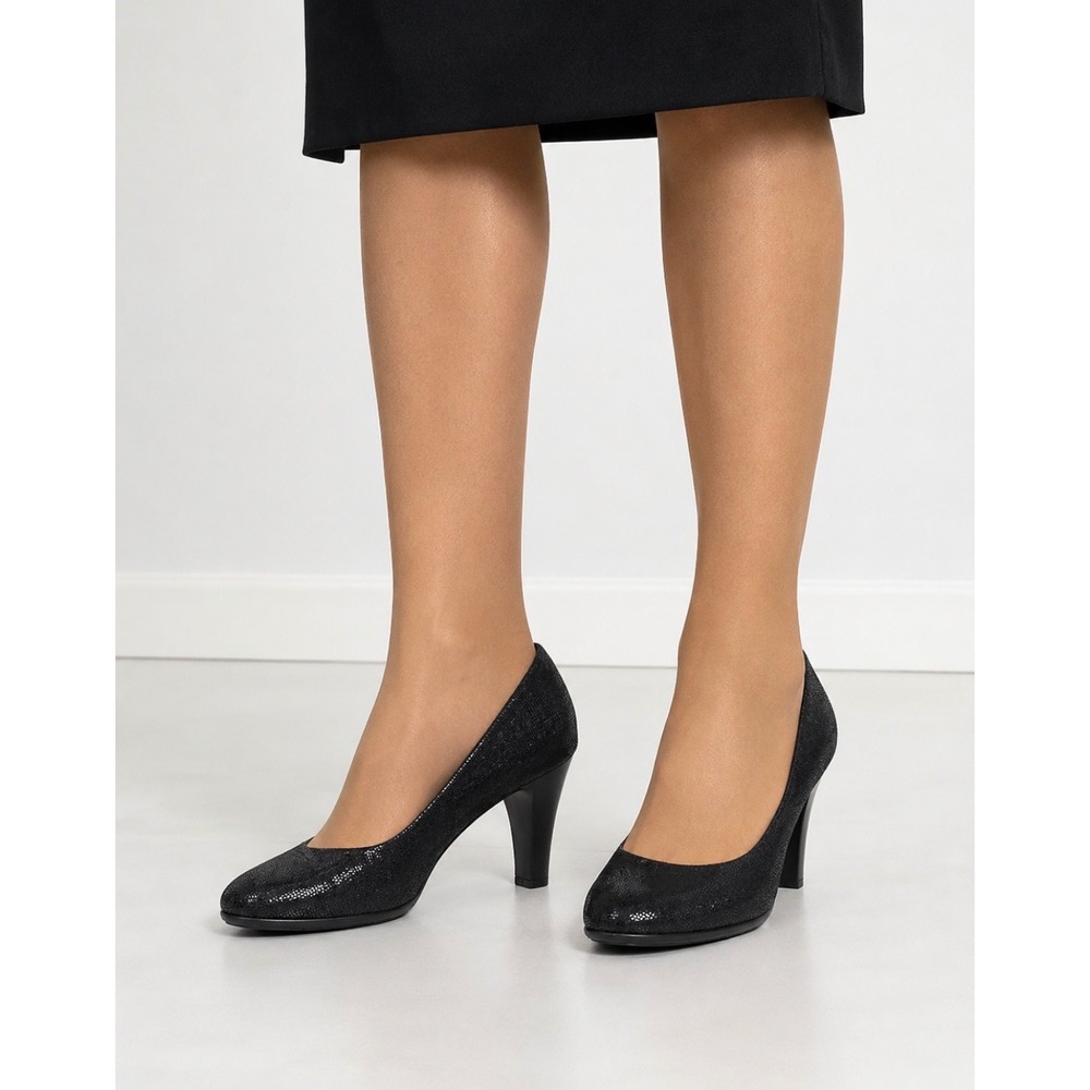 Giani Bernini Black Patent Leather Platform Pumps Shoe SnakeSkin Women's 7.5 W